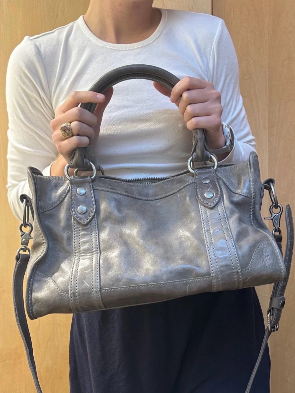 FRYE Melissa Satchel Leather
Handbag, Carbon